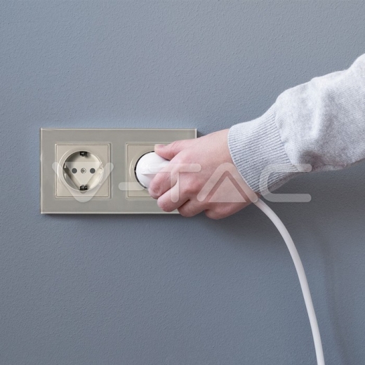 Enchufe doble EU 16A cristal blanco - 6