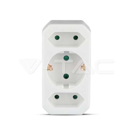 Adaptador 2 x 2.5A 1 x 16A blanco - 1