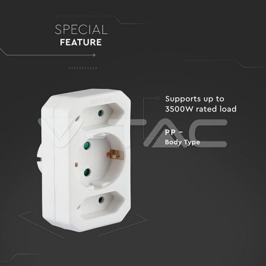 Adaptador 2 x 2.5A 1 x 16A blanco - 7