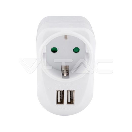 Adaptador con toma de tierra & USB carga Blanco - 3