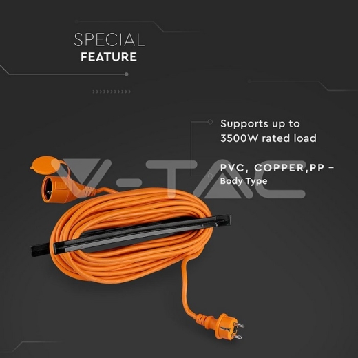 Cable de extensión 3G 1.5mm x 15m 1 toma 16A IP44 naranja & negro - 3
