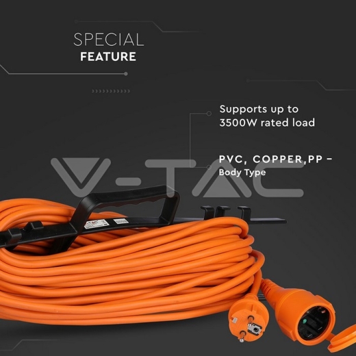 Cable de extensión 3G 1.5mm x 30m 1 toma 16A IP44 naranja & negro - 5