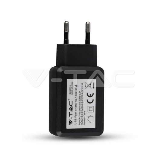USB QC3.0 Travel Adaptor Blister Package Black - 2