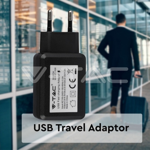 USB QC3.0 Travel Adaptor Blister Package Black - 3