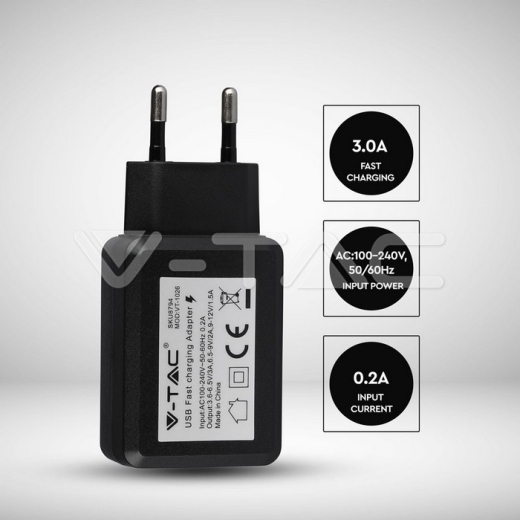 USB QC3.0 Travel Adaptor Blister Package Black - 5