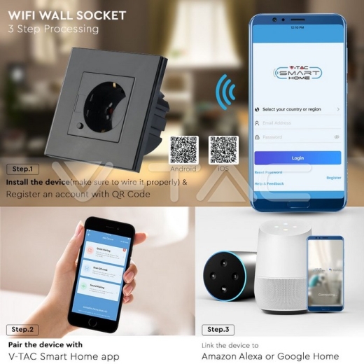 Enchufe de pared WIFI estándar europeo color negro - 4