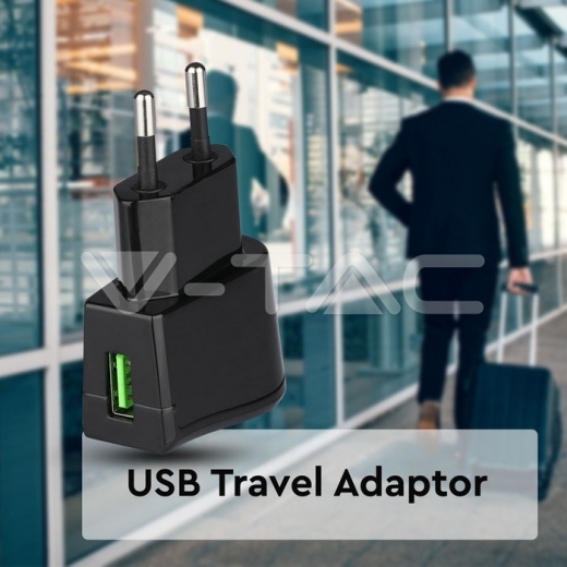 Adaptador de viaje USB Blister Negro - 6