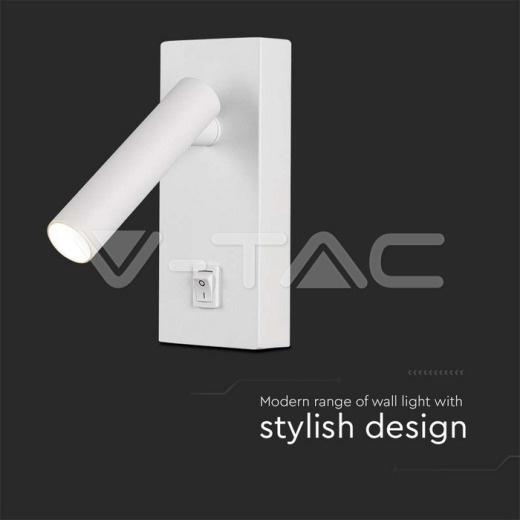 Foco LED de Pared 2W Cuadrado con Interruptor 3000K Cuerpo Blanco - 2