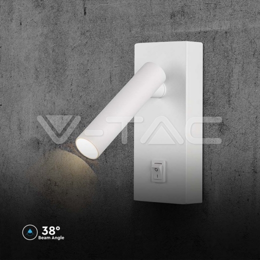 Foco LED de Pared 2W Cuadrado con Interruptor 3000K Cuerpo Blanco - 5