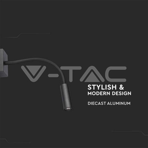 3W LED Bedside Light Black 3000K - 5