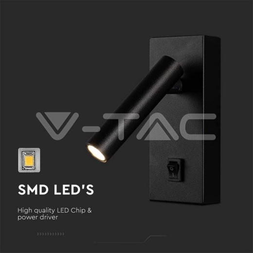 Foco LED de Pared 2W Cuadrado con Interruptor 4000K Cuerpo Negro - 4