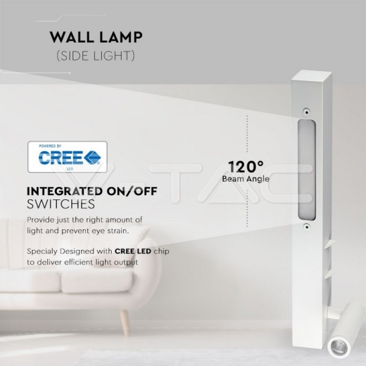 Luz lateral de hotel LED 3W+6W Blanco 3000K - 6