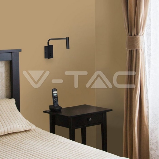 Lámpara de pared LED dormitorio 3W porte USB cuerpo negro 3000K - 9