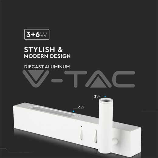 Lámpara de pared LED dormitorio 3W+3W LED cuerpo blanco 3000K - 5