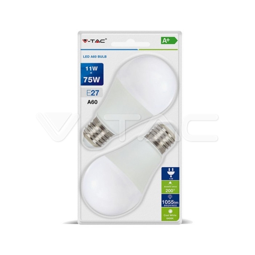 Bombilla LED 11W A60 Blanco Cálido 2 unid /Blister Pack - 1