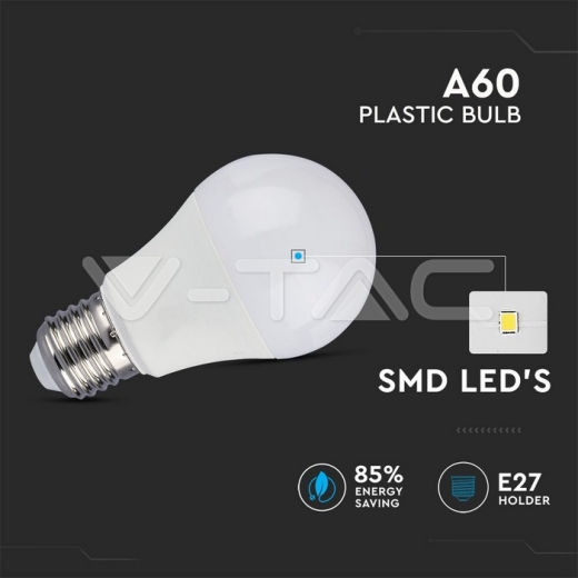 LED Bulb 10W E27 A60 CRI >95 Plastic 2700K - 2