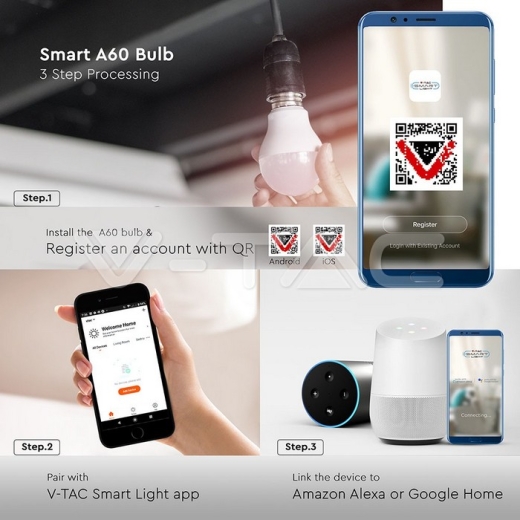 Bombilla de LED 10W E27 A60 SMART WIFI RGB + 2700K + 6400K - 4