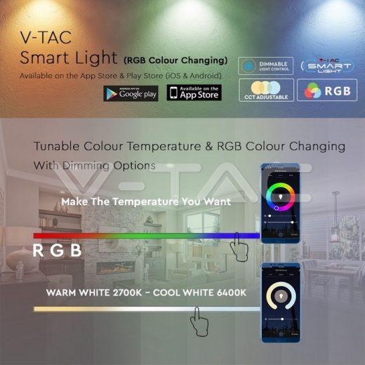 Bombilla de LED 10W E27 A60 SMART WIFI RGB + 2700K + 6400K - 5