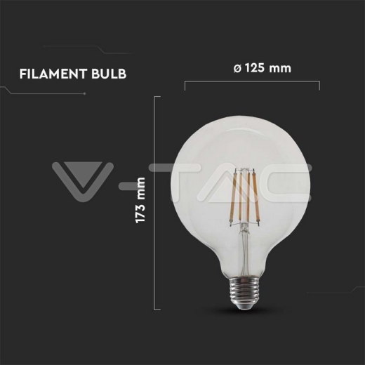 Bombilla LED 12.5W Filamento E27 G125 Transparente 4000K - 4