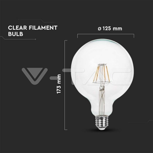LED Bulb 12.5W Filament E27 G125 Clear Cover 6500K - 4