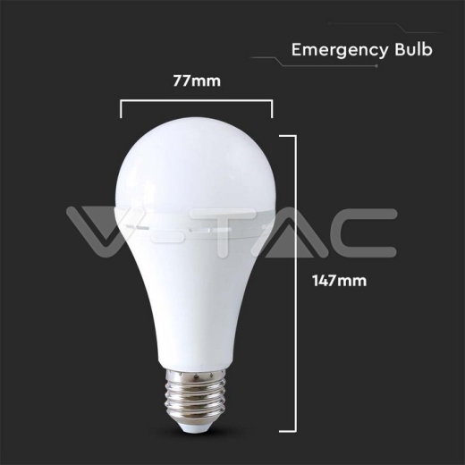 LED Bulb 12W E27 A80 Plastic Emergency Lamp 4000K - 5