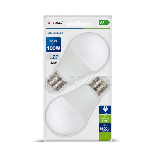 Bombilla LED 15W E27 A60 Termoplástico Luz fría 2unid./Blister - 1