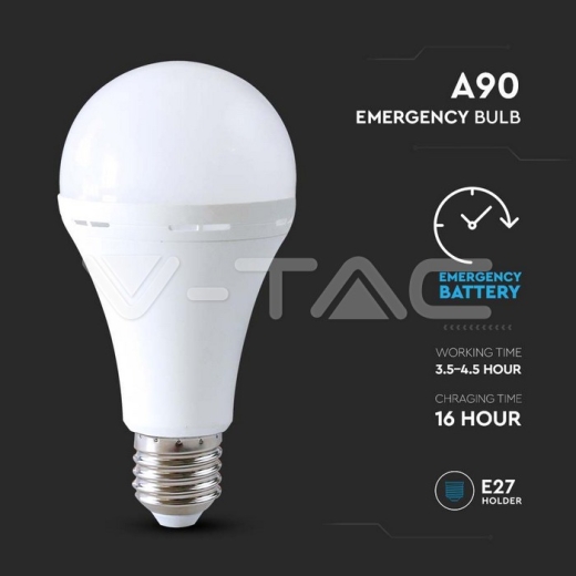 LED Bulb 15W E27 A90 Plastic Emergency Lamp 4000K - 3