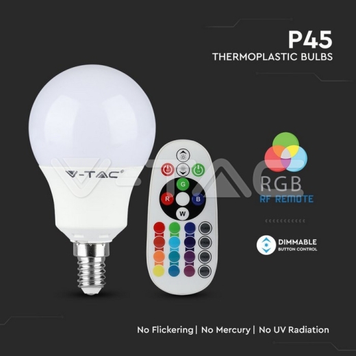 LED Bulb 3.5W E14 P45 Dimming Brightness RF Control RGB 6400K - 4