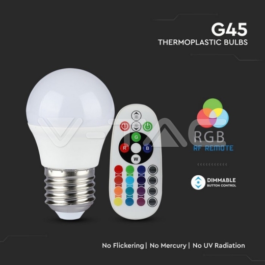 LED Bulb 3.5W E27 G45 RF Control RGB 4000K - 5