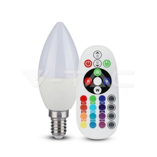 LED Bulb 3.5W E14 Candle Dimming Brightness RF Control RGB 4000K - 1