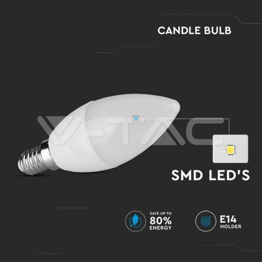 Bombilla LED 3.7W C37 E14 vela 6500К - 3