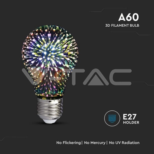 LED Bulb 3W E27 Filament 3D A60 3000K - 2