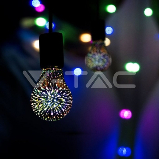 LED Bulb 3W E27 Filament 3D A60 3000K - 4