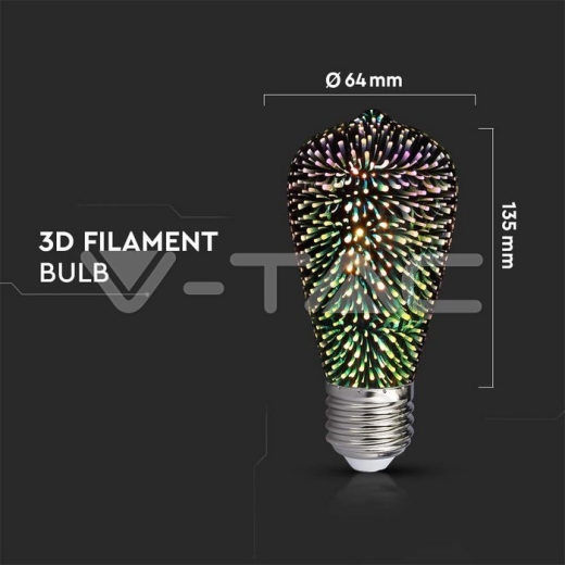 LED Bulb 3W Filament E27 ST64 3000K 3D - 3