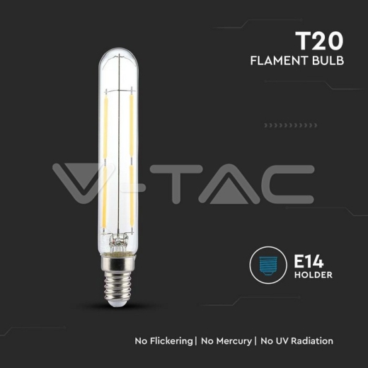 LED Bulb 4W E14 T20 Filament Clear Glass 3000K - 2