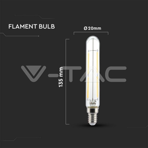 LED Bulb 4W E14 T20 Filament Clear Glass 3000K - 4