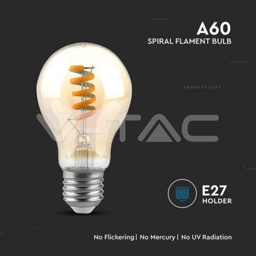 LED Bulb 4W E27 Filament A60 Amber 1800K - 2