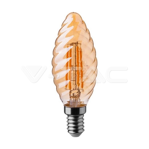 Bombilla LED 4W Filamento E14 Vela Torcida Amber 2200K - 1
