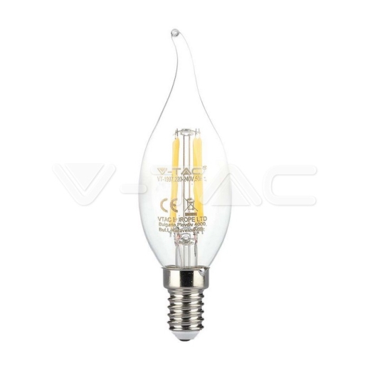 Bombilla LED 4W Filamento E14 Vela Transparente Flame 3000K - 1