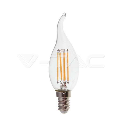 LED Bulb 4W Filament E14 Clear Cover Candle Flame 6500K - 1
