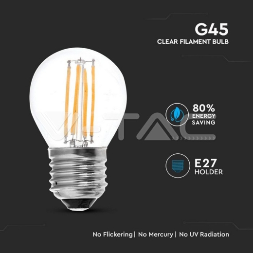 LED Bombilla - 4W Filament E14 G45 Blanco Natural - 2