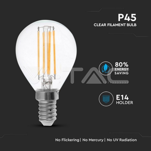 LED Bulb 4W Filament E14 P45 White - 2