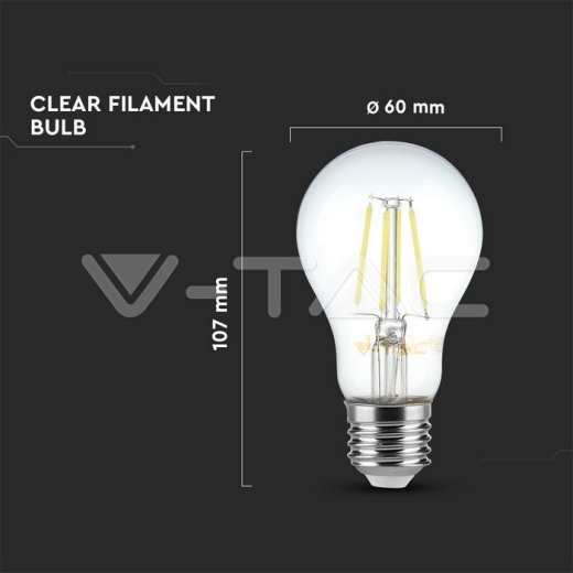 LED Bulb 4W Filament E27 A60 Clear Cover White - 4