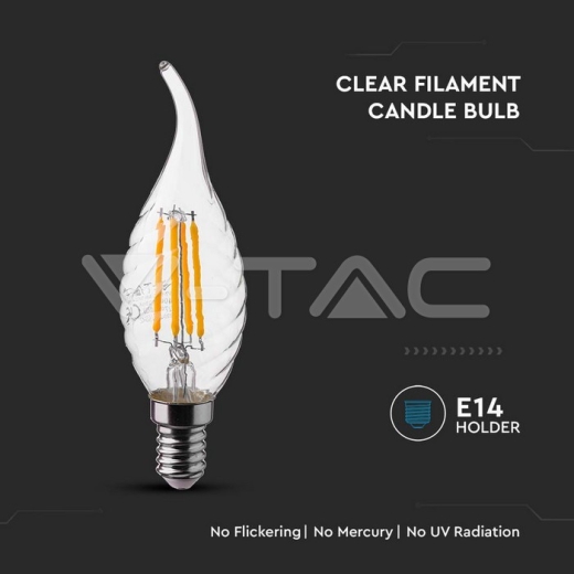 Bombilla LED de Filamento 4W E14 Vela Torcida 4000K - 2