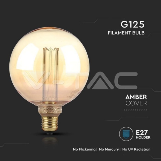 Bombilla LED 4W Filamento vela E27 G125 Ámbar 1800K - 2