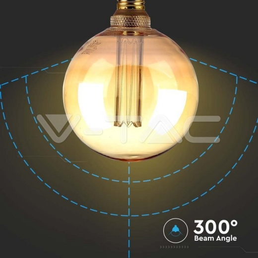 Bombilla LED 4W Filamento vela E27 G125 Ámbar 1800K - 3