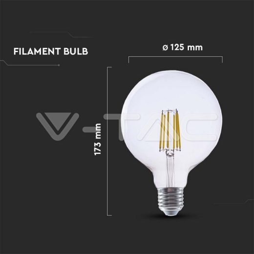 Bombilla LED 4W Filamento E27 G125 Transparente 4000K - 4