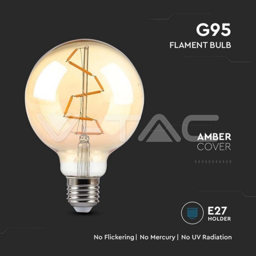 LED Bulb 4W Filament E27 G95 Amber 2200K - 2