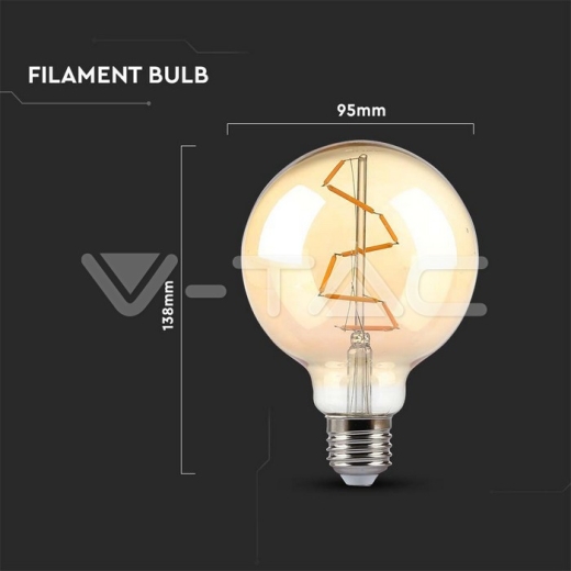 LED Bulb 4W Filament E27 G95 Amber 2200K - 4