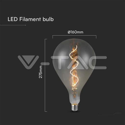 LED Bulb 4W Filament Spiral A160S 2700K Smoky Glass - 3